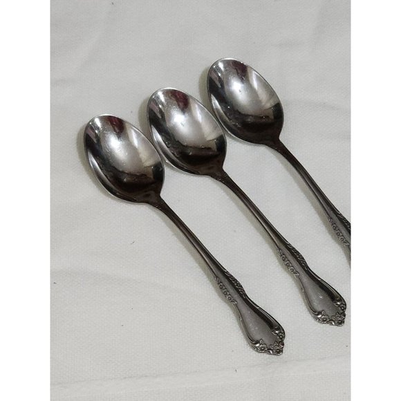 3 Oneida Mansfield Oval Soup Spoons 7" deluxe glossy Amadeus Rogers flatware - Picture 3 of 10